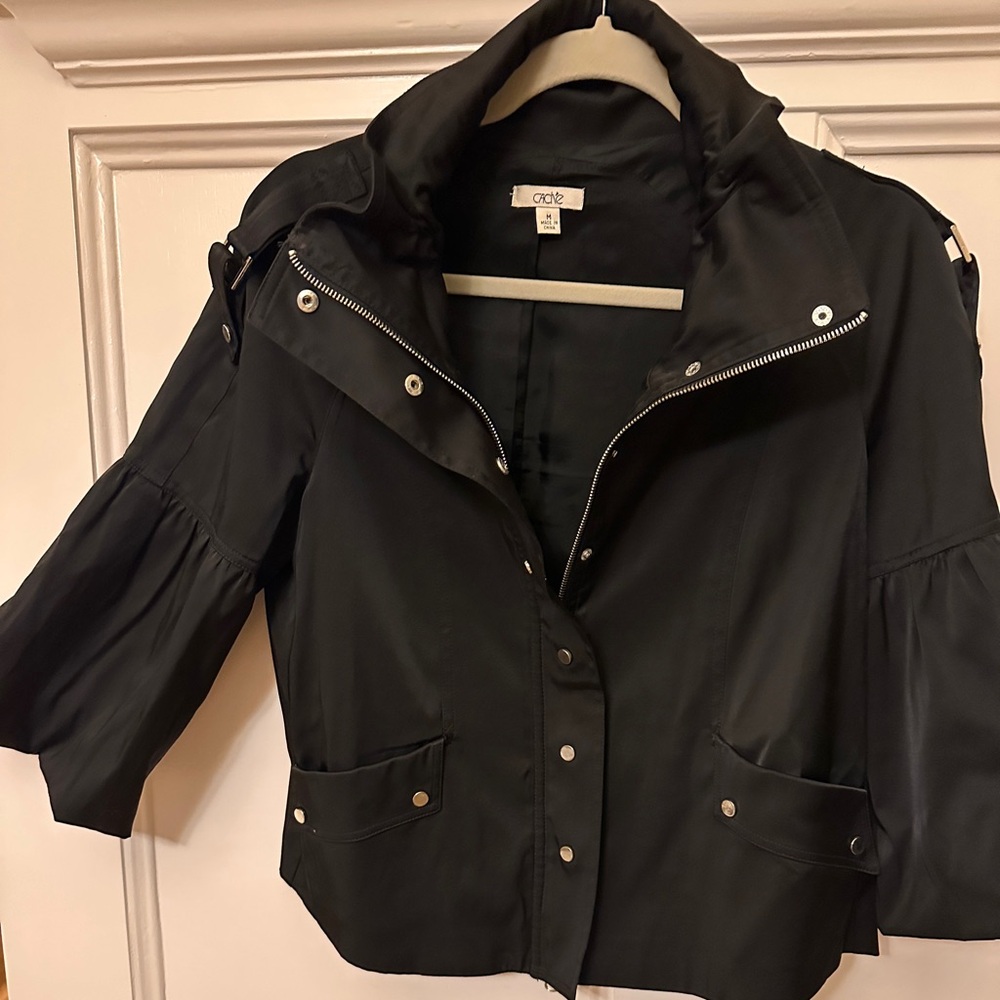 Cache 3/4 Balloon Sleeve Full Zip & Snap Black Women's Jacket - Size M